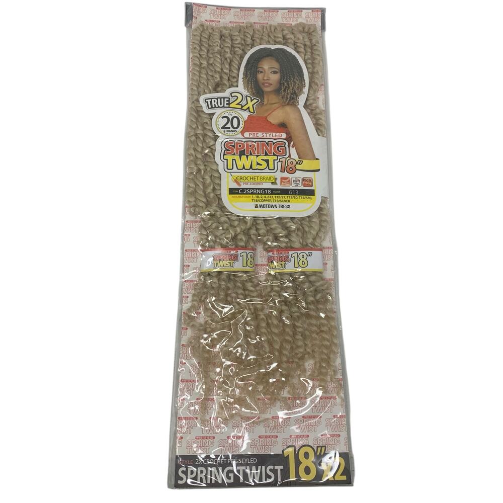 Motown Pre-Styles Spring Twist 18'' X3 Crochet Braid Color 613 (Blonde)